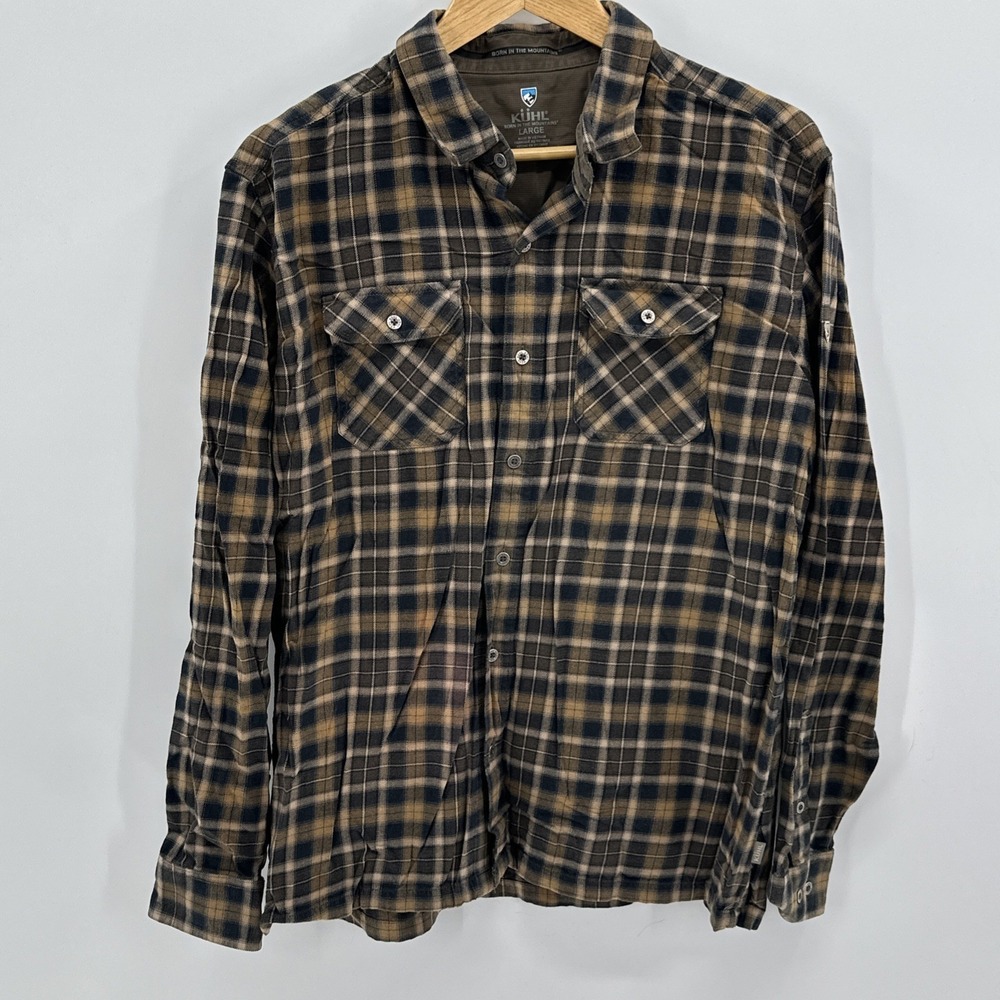 Kuhl Dillingr Flannel Shirt Mens Large Button Up Plaid Double Chest‎ Pockets